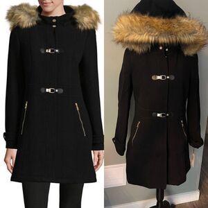 Ivanka Trump Slim Fit Buckle Coat-BLACK-6